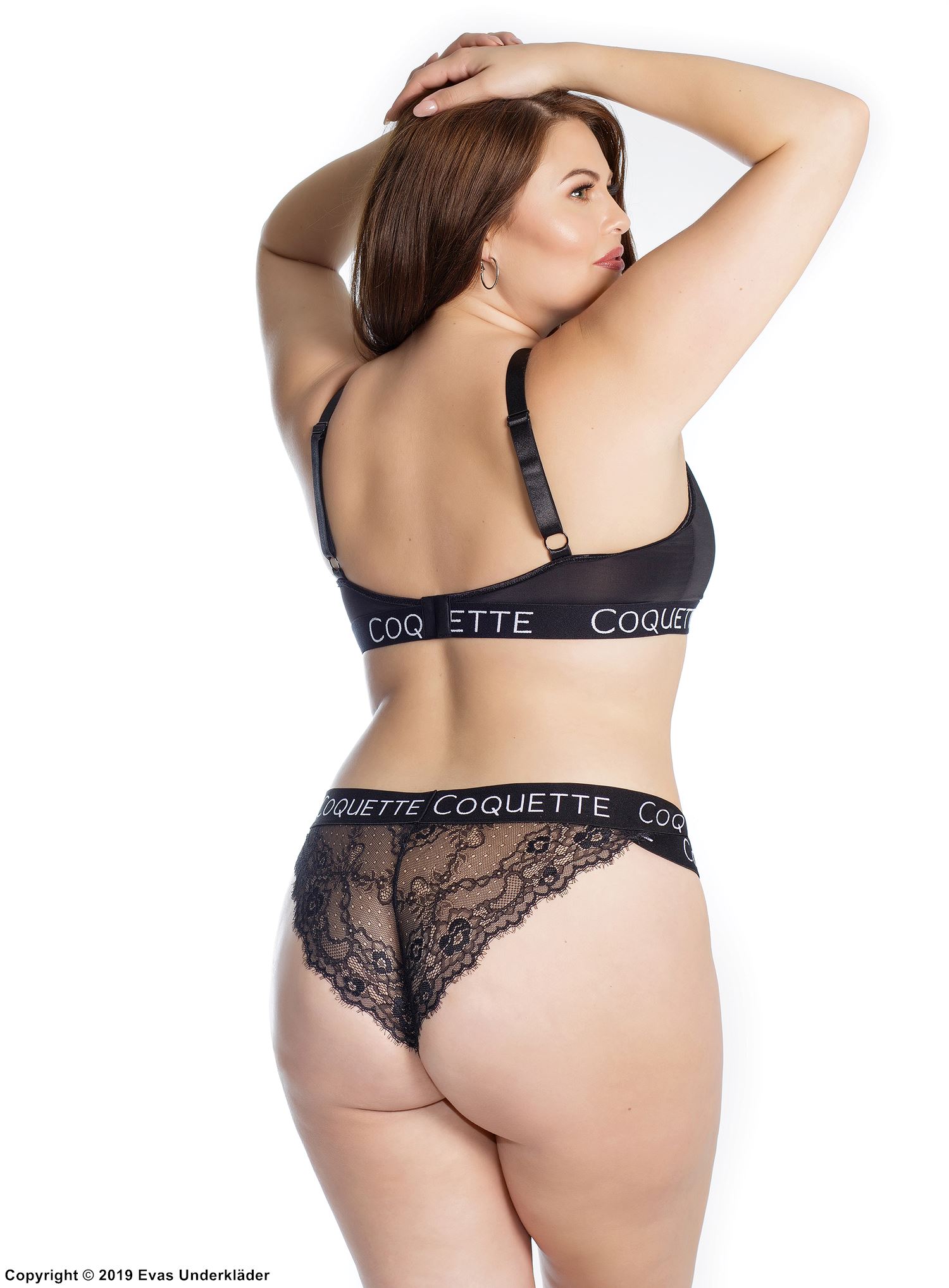 Cheeky-Höschen, Stretch-Spitze, schlichte Vorderseite, Plus Size